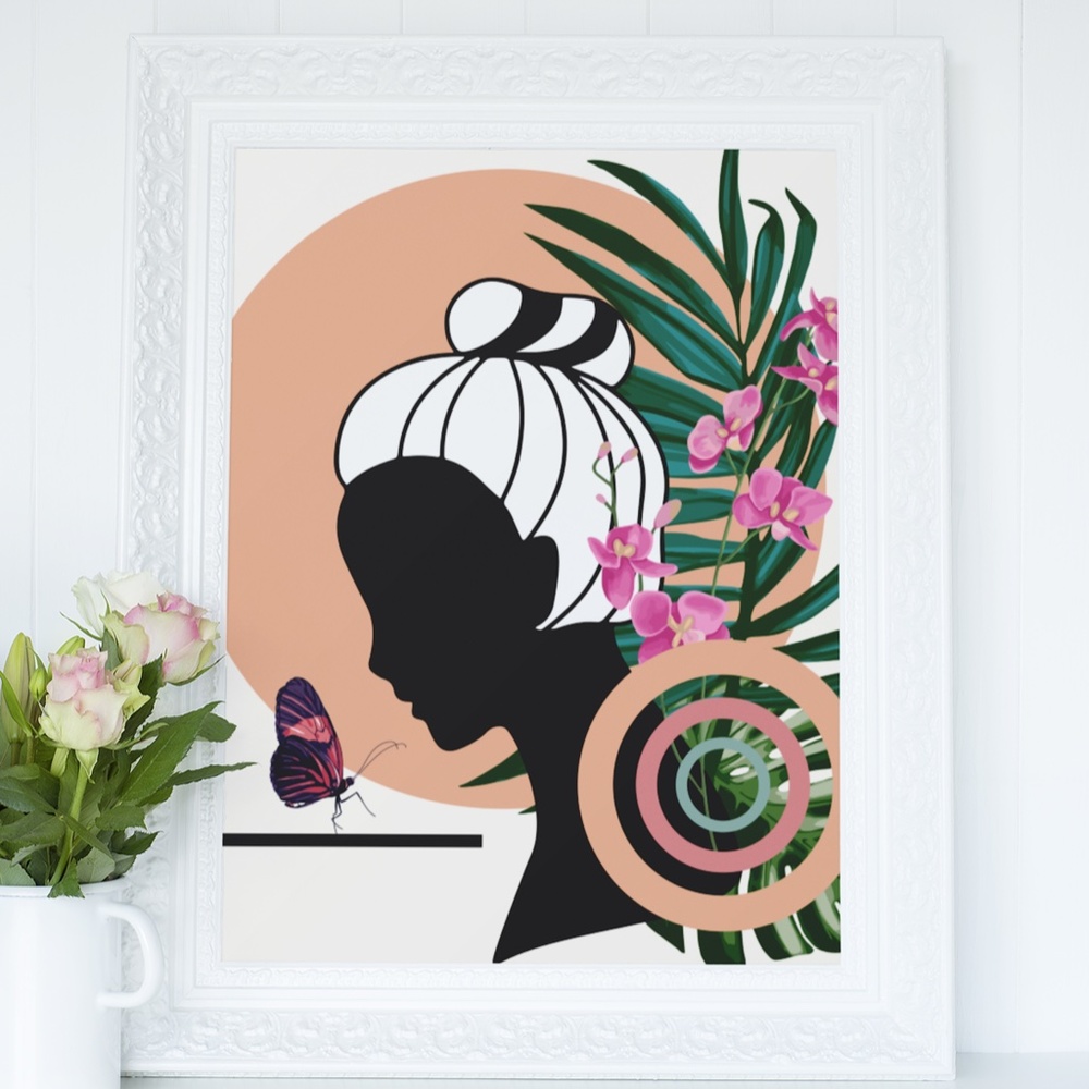 Modern Wall Art Print Butterfly Girl Unframed - Picture 4 of 15